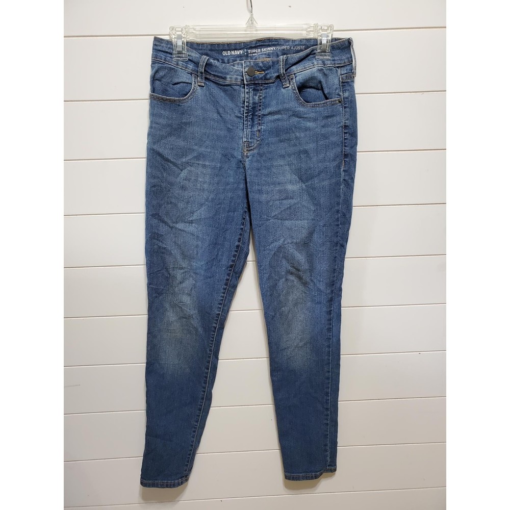 Old Navy womens size 8 mid rise super skinny medium wash denim jeans stretchy